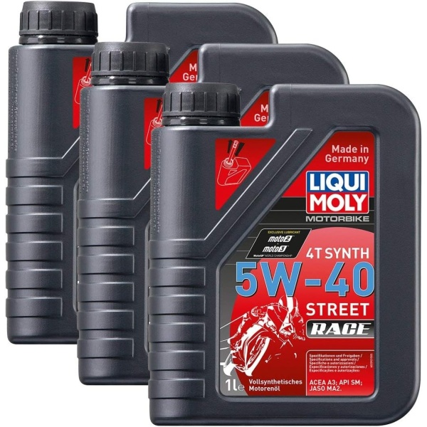 Set 3 Buc Ulei Motor Liqui Moly Motorbike 4T Synth 5W-40 Street Race 1L 2592